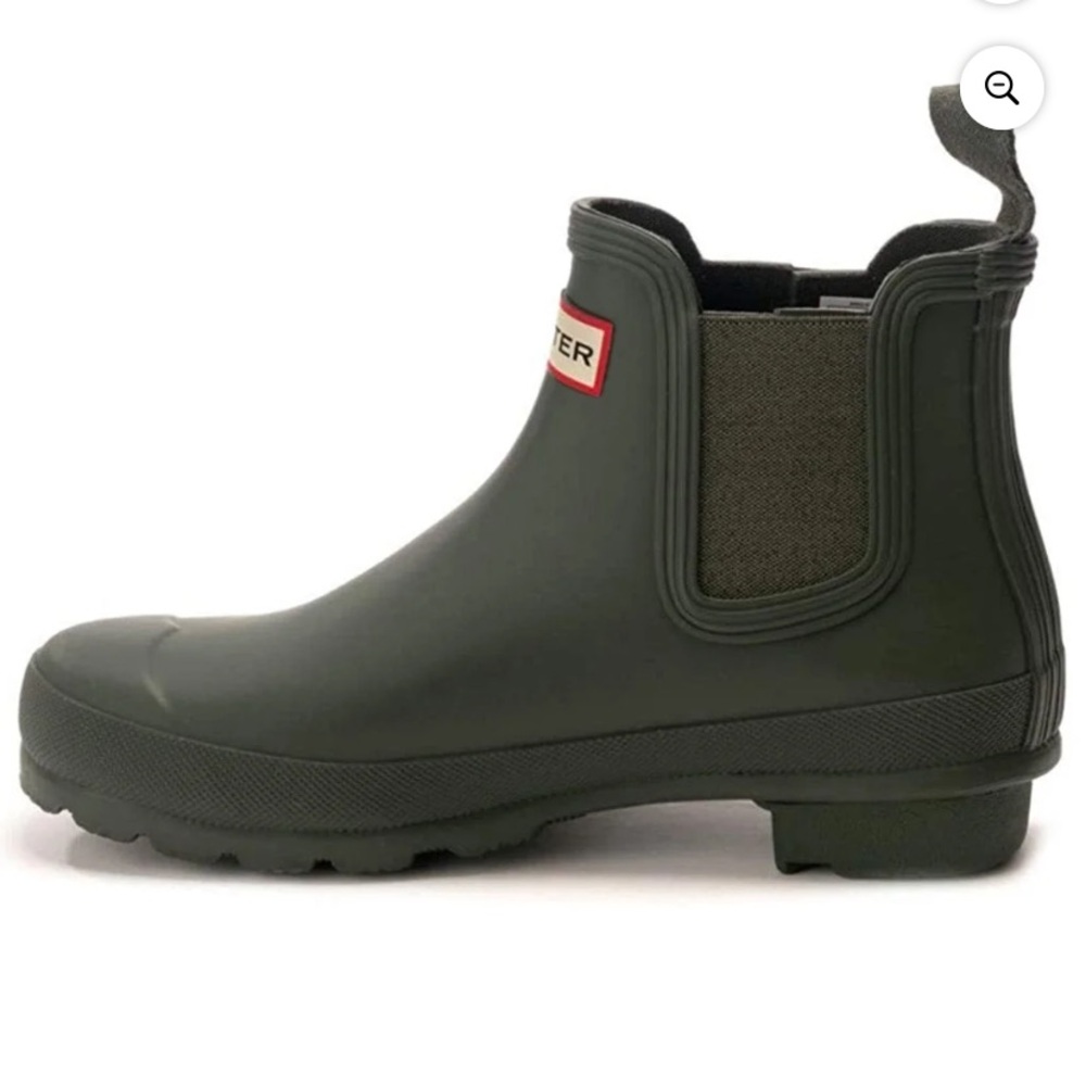 Hunter Short original Chelsea Boot in dark olive size 7 NWT - Picture 2 of 7